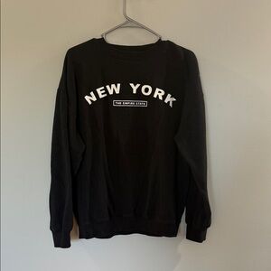 Reflex Black Crewneck Sweater with New York Print